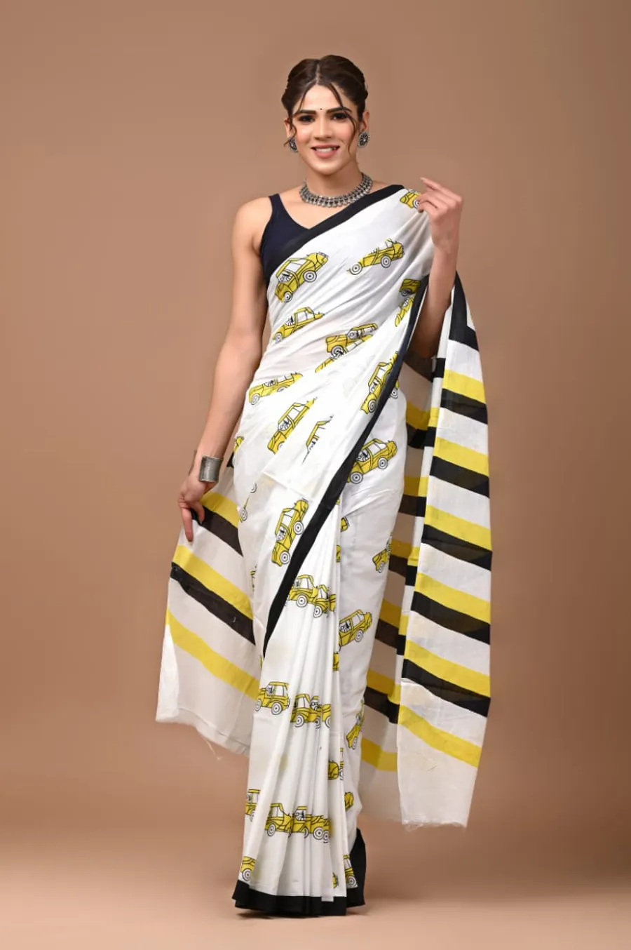 Beautiful Hand Block Printed Pure Cotton Mulmul Sarees